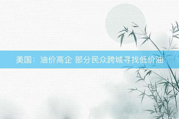 美国：油价高企 部分民众跨城寻找低价油