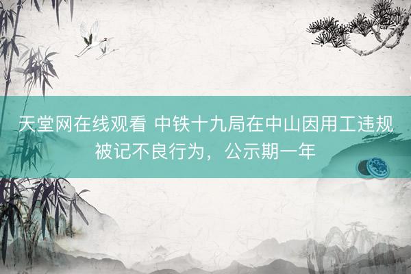 天堂网在线观看 中铁十九局在中山因用工违规被记不良行为，公示期一年