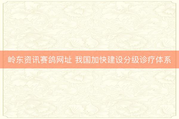 岭东资讯赛鸽网址 我国加快建设分级诊疗体系