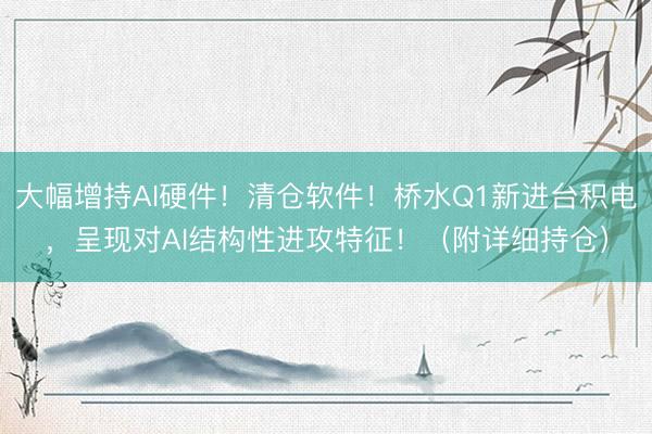 大幅增持AI硬件！清仓软件！桥水Q1新进台积电，呈现对AI结构性进攻特征！（附详细持仓）