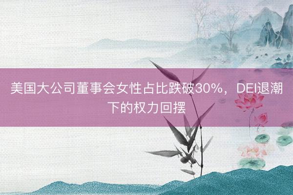 美国大公司董事会女性占比跌破30%，DEI退潮下的权力回摆
