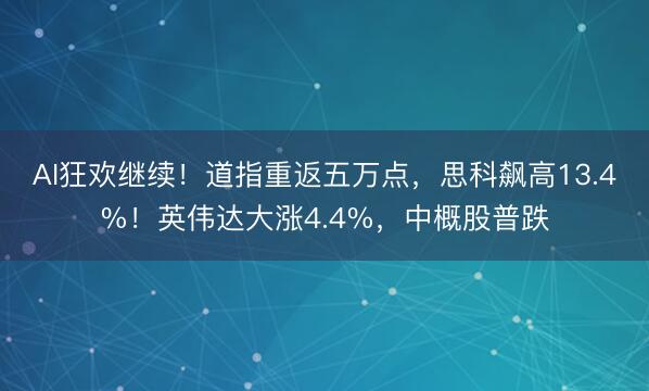 AI狂欢继续！道指重返五万点，思科飙高13.4%！英伟达大涨4.4%，中概股普跌