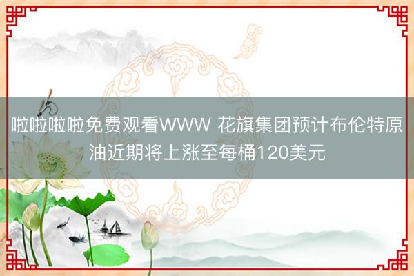 啦啦啦啦免费观看WWW 花旗集团预计布伦特原油近期将上涨至每桶120美元
