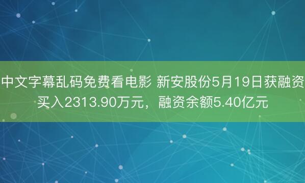 中文字幕乱码免费看电影 新安股份5月19日获融资买入2313.90万元，融资余额5.40亿元