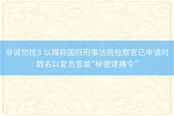非诚勿扰3 以媒称国际刑事法院检察官已申请对数名以官员签发“秘密逮捕令”