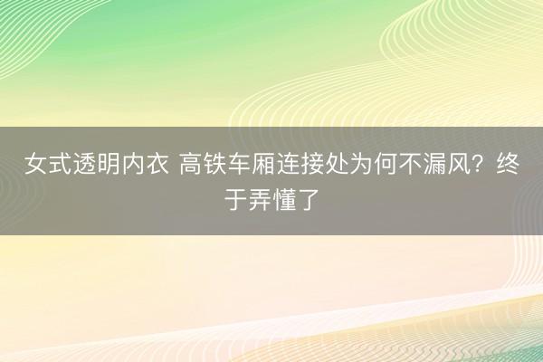 女式透明内衣 高铁车厢连接处为何不漏风？终于弄懂了
