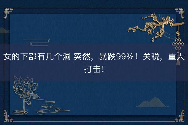 女的下部有几个洞 突然，暴跌99%！关税，重大打击！
