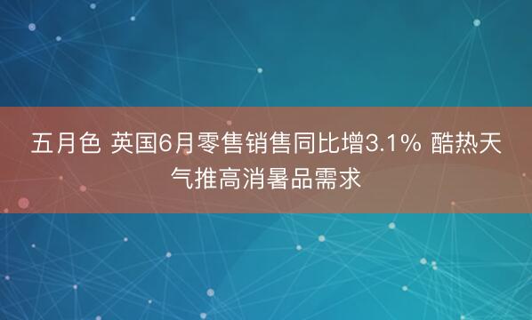 五月色 英国6月零售销售同比增3.1% 酷热天气推高消暑品需求