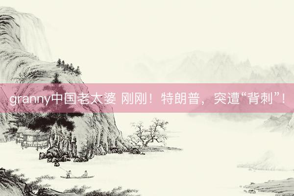 granny中国老太婆 刚刚！特朗普，突遭“背刺”！