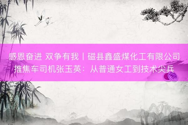 感恩奋进 双争有我丨磁县鑫盛煤化工有限公司推焦车司机张玉英：从普通女工到技术尖兵