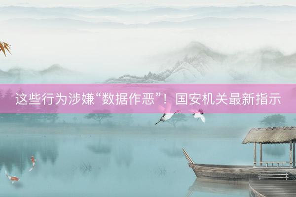 这些行为涉嫌“数据作恶”！国安机关最新指示