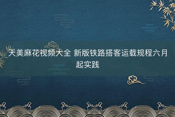 天美麻花视频大全 新版铁路搭客运载规程六月起实践