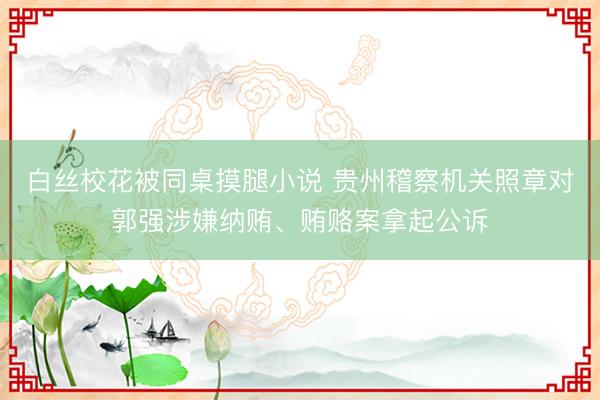 白丝校花被同桌摸腿小说 贵州稽察机关照章对郭强涉嫌纳贿、贿赂案拿起公诉