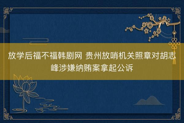 放学后福不福韩剧网 贵州放哨机关照章对胡志峰涉嫌纳贿案拿起公诉