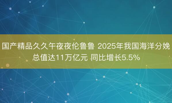 国产精品久久午夜夜伦鲁鲁 2025年我国海洋分娩总值达11万亿元 同比增长5.5%