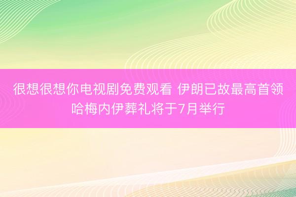 很想很想你电视剧免费观看 伊朗已故最高首领哈梅内伊葬礼将于7月举行