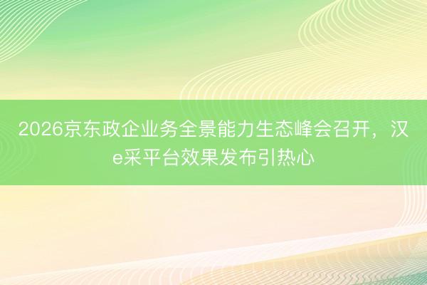 2026京东政企业务全景能力生态峰会召开,汉e采平台效果发布引热心