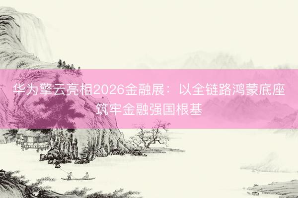 华为擎云亮相2026金融展：以全链路鸿蒙底座筑牢金融强国根基