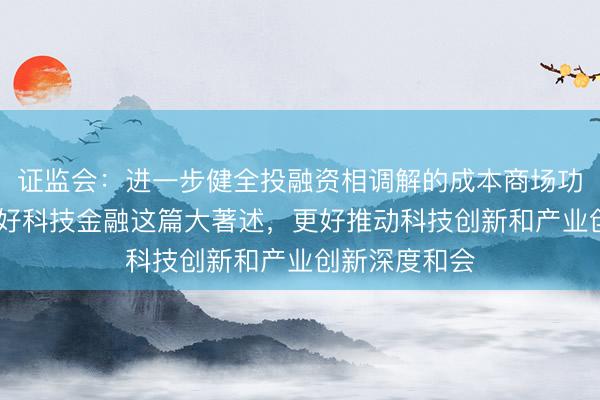 证监会：进一步健全投融资相调解的成本商场功能 着力作念好科技金融这篇大著述，更好推动科技创新和产业创新深度和会