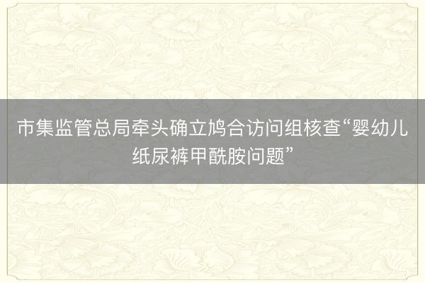 市集监管总局牵头确立鸠合访问组核查“婴幼儿纸尿裤甲酰胺问题”